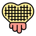 Heart waffle icon vector flat