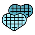 Heart waffle maker icon vector flat