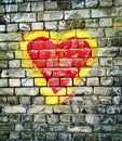 Heart on a wall. Symbol of love. Graffiti.