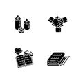 Heart-warming style black glyph icons set on white space