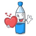 With heart water bottle mascot cartoon