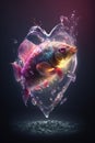 Heart of Water with Fish Inside - Made with Generative AI Royalty Free Stock Photo