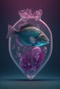 Heart of Water with Fish Inside - Made with Generative AI Royalty Free Stock Photo