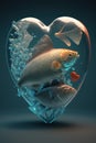 Heart of Water with Fish Inside - Made with Generative AI Royalty Free Stock Photo