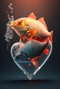 Heart of Water with Fish Inside - Made with Generative AI Royalty Free Stock Photo