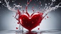 heart in water A red heart bursting out of a water splash. The heart is vibrant and energetic Royalty Free Stock Photo