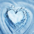 Heart from water splash with bubbles on blue water background Royalty Free Stock Photo