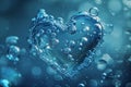 Heart from water splash with bubbles in clean fresh blue water. Save the water, World Water Day Royalty Free Stock Photo