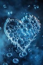 Heart from water splash with bubbles in clean fresh blue water. Save the water, World Water Day Royalty Free Stock Photo