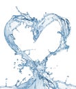 Heart from water splash with bubbles