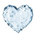 Heart from water splash with bubbles isolated on white Royalty Free Stock Photo