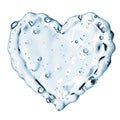 Heart from water splash with bubbles isolated on white Royalty Free Stock Photo