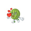With heart watermelon fruit fresh cartoon with mascot Royalty Free Stock Photo