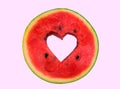 Heart on watermelon Royalty Free Stock Photo