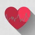 Heart wave,Heart red pulse icon,check cardiology on black background Royalty Free Stock Photo