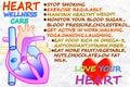 Heart wellness care related words in snow white background