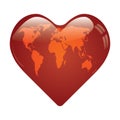 Heart whit world map on. Royalty Free Stock Photo