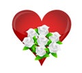 Heart white flower wedding bouquet illustration Royalty Free Stock Photo