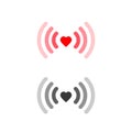 Heart wifi icon set. Vector heart connect icon in flat style. Heart signal. Love connection. Wifi hotspot signal. Love signal.