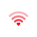 Heart wifi. Vector heart connect icon in flat style. Heart signal. Love connection. Wifi hotspot signal. Love signal. Wifi sign