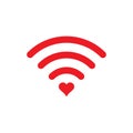 Heart wifi. Vector heart connect icon in flat style. Heart signal. Love connection. Love signal. Wifi sign.