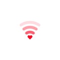 Heart wifi. Vector heart waves icon in flat style. Heart signal. Love connection. Wifi hotspot signal. Love signal. Wifi sign