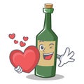 With heart wine bottle character cartoon Royalty Free Stock Photo