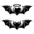 Heart with wings angelic and demonic styles vector