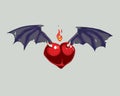 Heart with wings bat