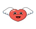 Heart with wings. Flat Style Vector IllustrationSmiling red heart with wings, an angel. Love.