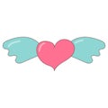 heart wings flying pink blue valentine's day love relationship wedding element