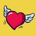 Heart and wings hand drawn vector illustration.