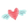 Heart with wings pop art. Simple Hand Drawn. line art. doodle Retro style. flat icon vector Royalty Free Stock Photo