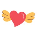 Heart with wings pop art. Simple Hand Drawn. Retro style. flat icon vector illustration Royalty Free Stock Photo