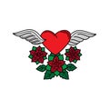 Heart with wings and roses tatoo Royalty Free Stock Photo