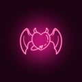 heart with wings and tail neon icon. Elements of Angel and demon set. Simple icon for websites, web design, mobile app, info Royalty Free Stock Photo