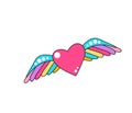 Heart with wings vector vector on a white background. Cool comic patch illustration