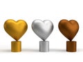 Heart winner gold, silver and bronze place of the championship on podium