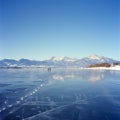 Ice Skating on a Mountain Lake Royalty Free Stock Photo