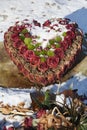 Heart of withered red roses Royalty Free Stock Photo