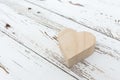 Heart wooden box on white wood