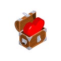 Heart in wooden chest. Concept hide love