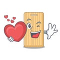 With heart wooden cutting board mascot cartoon