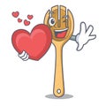 With heart wooden fork mascot cartoon