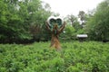 Heart in wooden hands sculpture in Bentonville, Arkansas, the USA