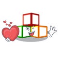 With heart wooden toy with character Wooden blocks