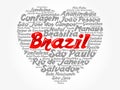 Heart word cloud with List of cities in Brazil