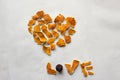 Heart and word Love made from orange peel