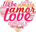 Heart with a word love in a many languages Royalty Free Stock Photo