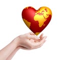 Heart world in hands Royalty Free Stock Photo